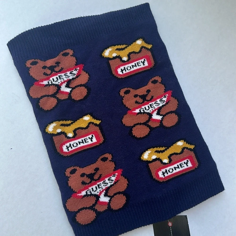 Guess Navy Scarf with Bear and Honey Design - Picture 2 of 3